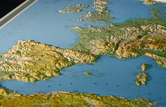 Thermoplastic relief of Europe