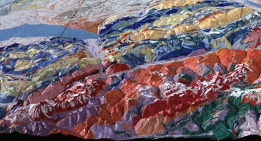 Geologically painted relief of Switzerland