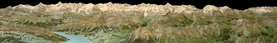 Panorama of the relief of the Bernese Oberland